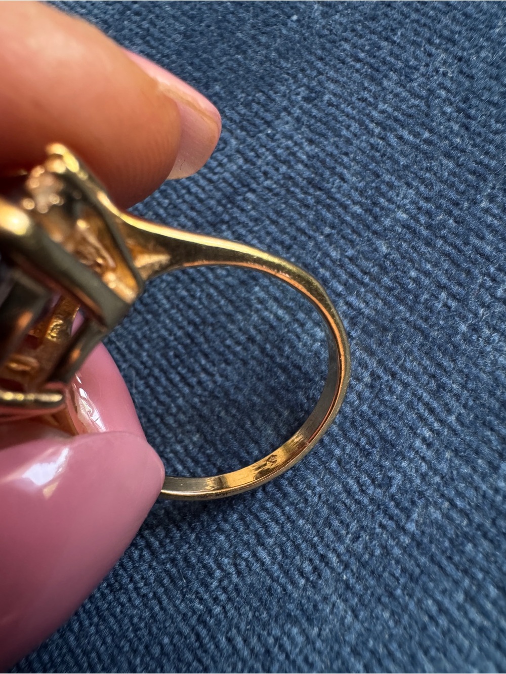 Stunning Vintage Gold plated Orange Stone Cocktail Ring Size 7 - Picture 4 of 4